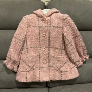 MonnaLisa Pink Plaid Kids Pea Coat 100% Authentic